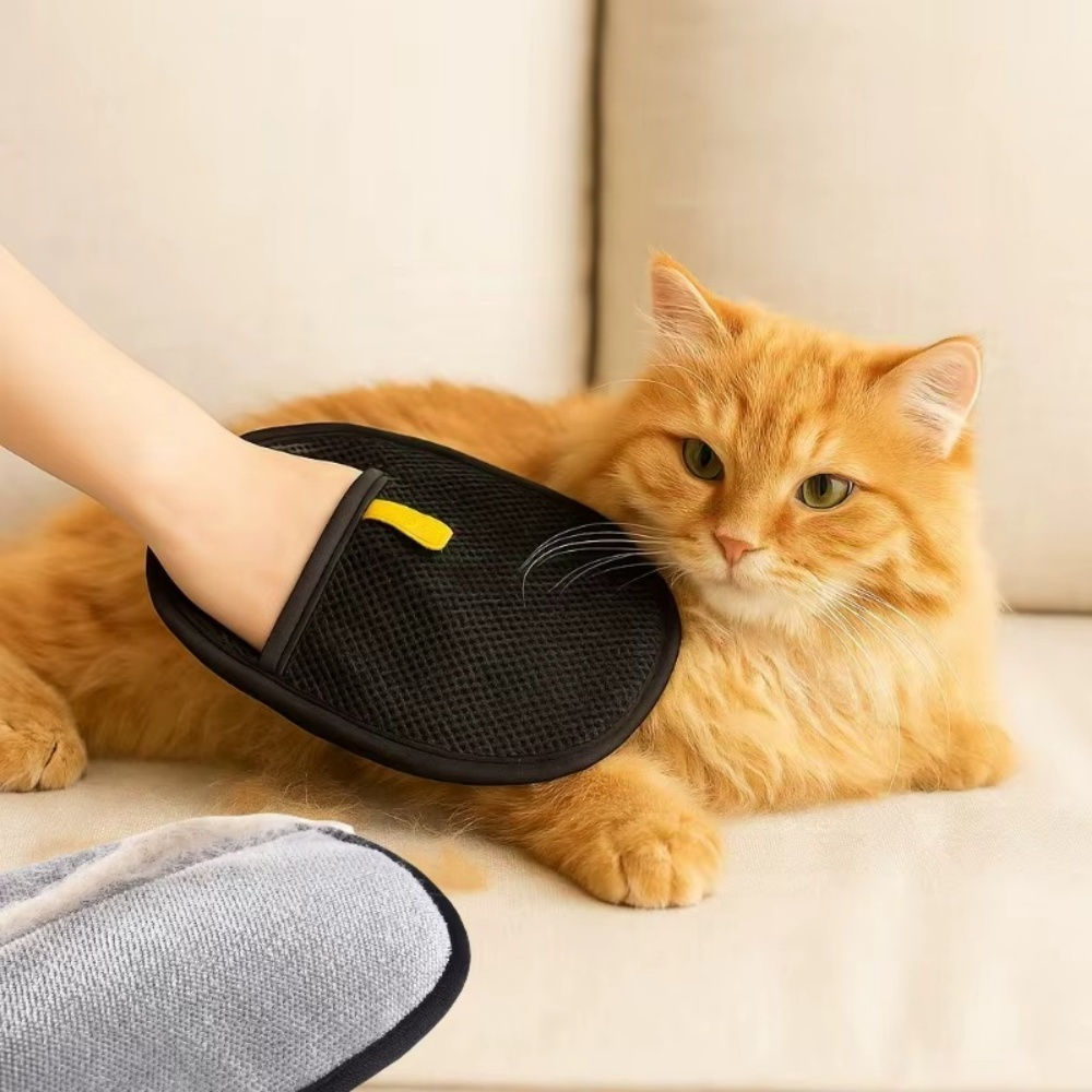 Pet Grooming Gloves Reusable Static Dedusting Brush Gloves Removing Dog Cat Hair