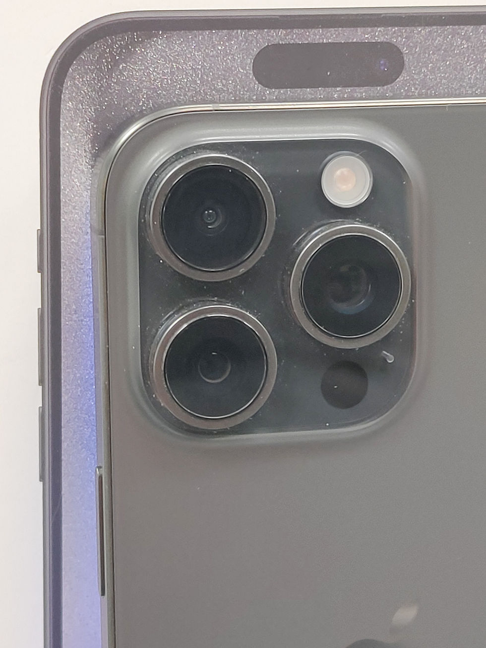 Thumbnail: Apple iPhone 15 Pro Max 256GB in Black Titanium shown powered on with original box, USB-C charging cable, protective case