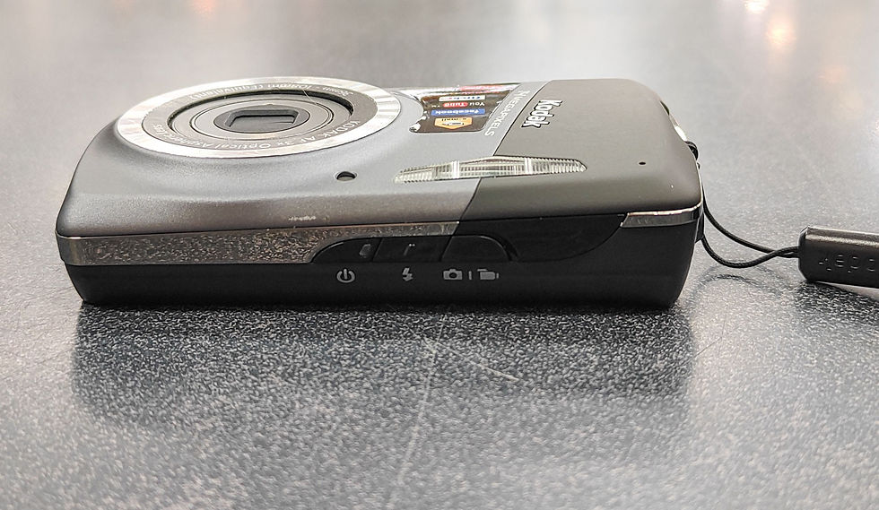 Thumbnail: Gray Kodak EasyShare M531 camera with battery, charger, 8GB SD card and strap