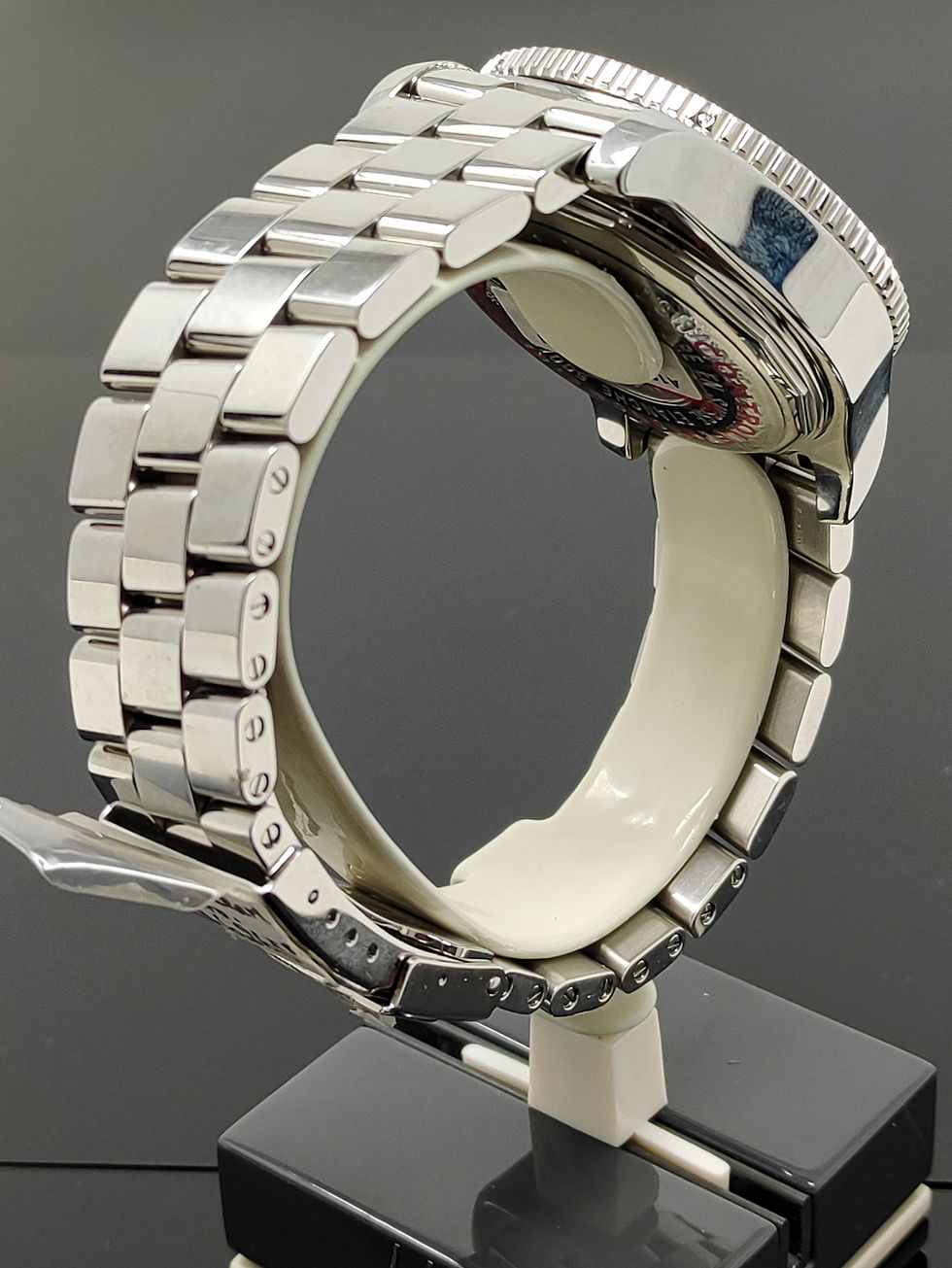 Thumbnail: Brand new Breitling Superocean Chronograph II with red bezel, black Abyss dial, and stainless steel bracelet, limited edition