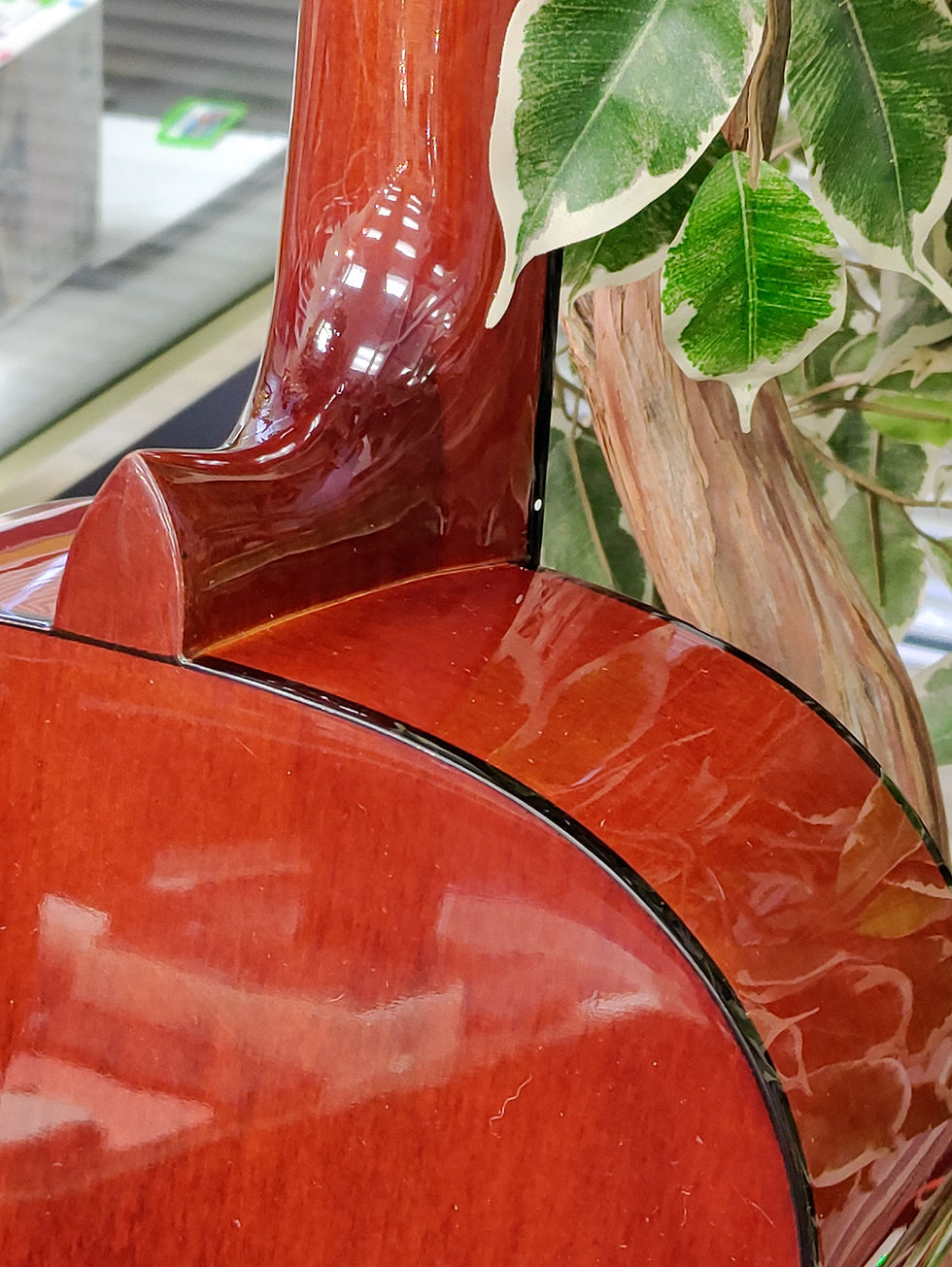 Thumbnail: Tradition TC650 classical guitar in bright gloss orange with classical body shape and 19-fret fingerboard, shown front and ba