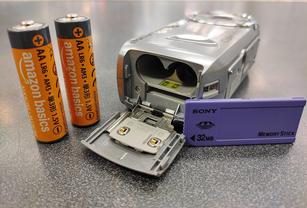 Thumbnail: Silver Sony Cyber-shot DSC-P93A camera with 32MB Memory Stick and AA batteries