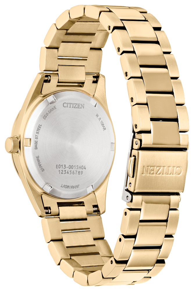Citizen Eco Drive Diamond Accent Gold Tone Watch with Mother of Pearl Dial Watch