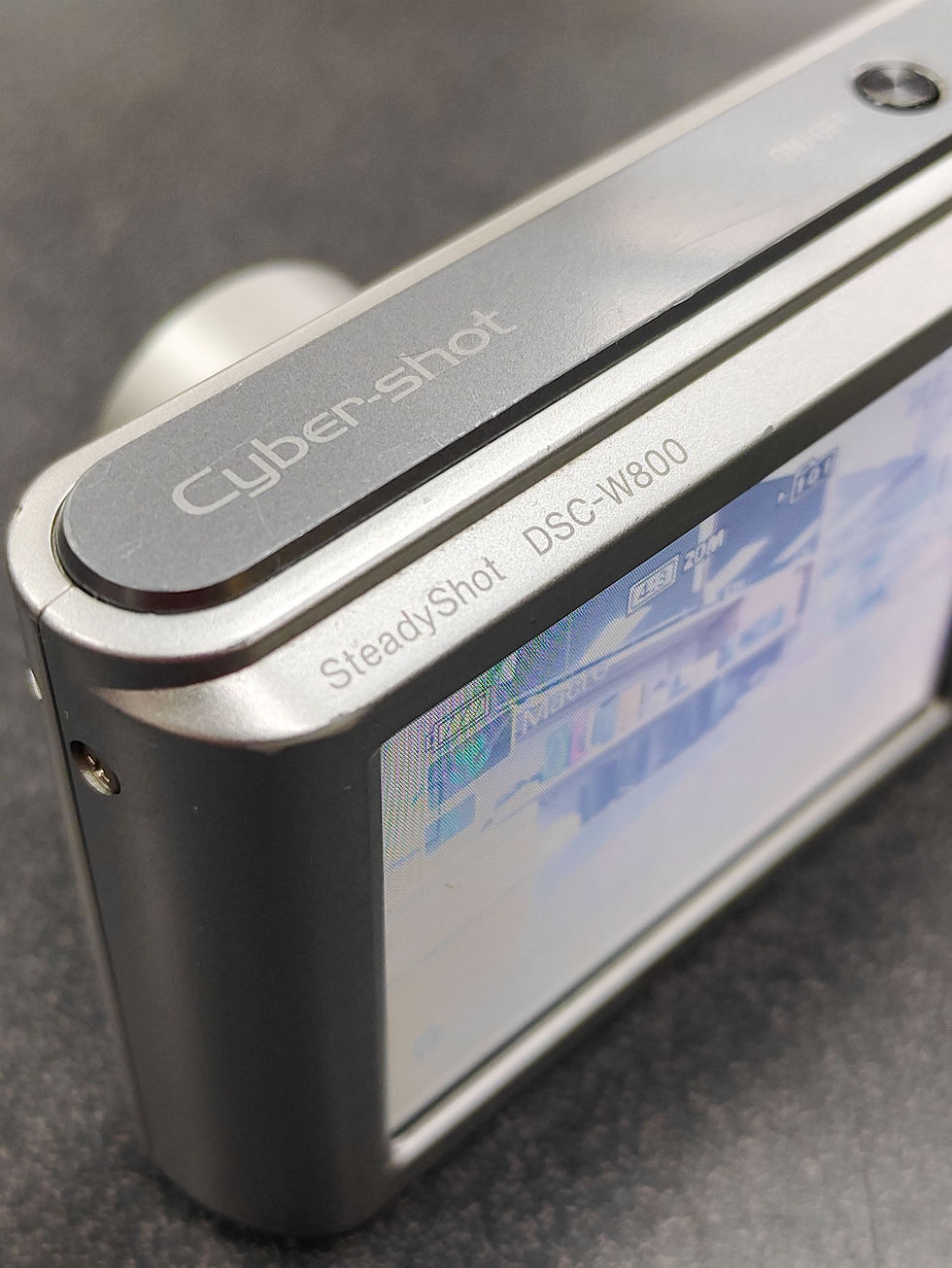 Thumbnail: Silver Sony Cyber-shot DSC-W800 digital camera with battery, charger, 2GB SD card, wrist strap