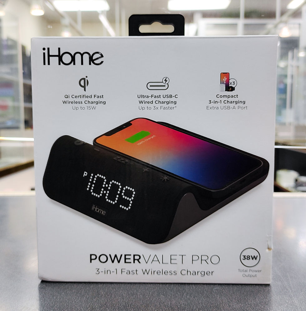 Thumbnail: iHome iW30 PowerValet Pro Alarm Clock, featuring a sleek design with 3-in-1 charging capabilities and an ambient amber nightl