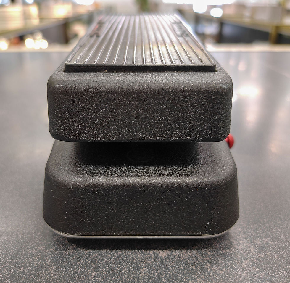 Thumbnail: Jim Dunlop Cry Baby 535 wah pedal shown from front, sides, treadle, jacks, controls, and bottom label