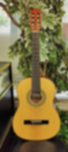 Denver DC44N-NAT natural gloss full-size nylon-string classical acoustic guitar with decorative rosette, slotted headstoc