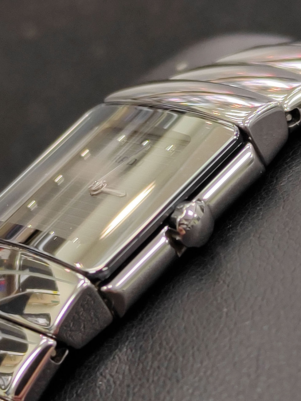 Thumbnail: Rado DiaStar 153.0334.3 silver high-tech ceramic women's quartz watch with rectangular dial and integrated bracelet