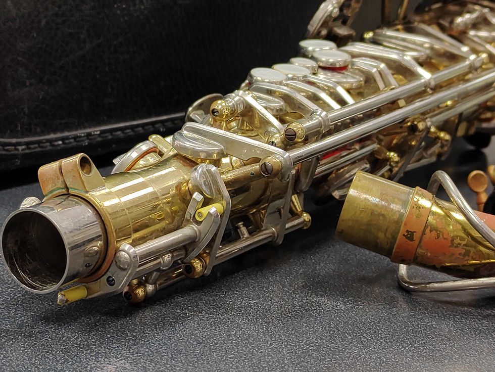 Thumbnail: Vintage Super Amati Kraslice Alto Saxophone with gold lacquer finish, ergonomic keywork, and metal resonators