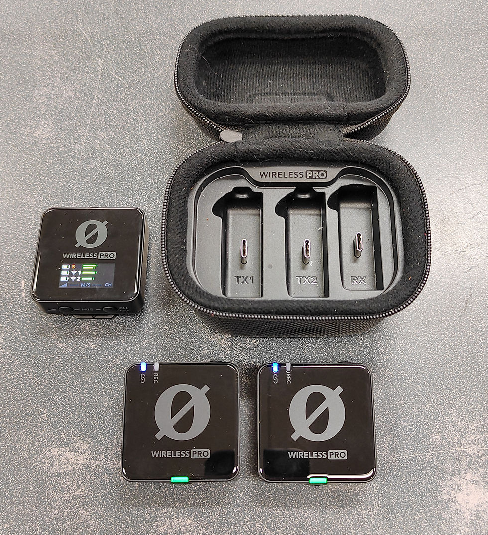 Thumbnail: RØDE Wireless PRO dual wireless microphone kit with two transmitters, receiver, smart charging case, lavalier microphones