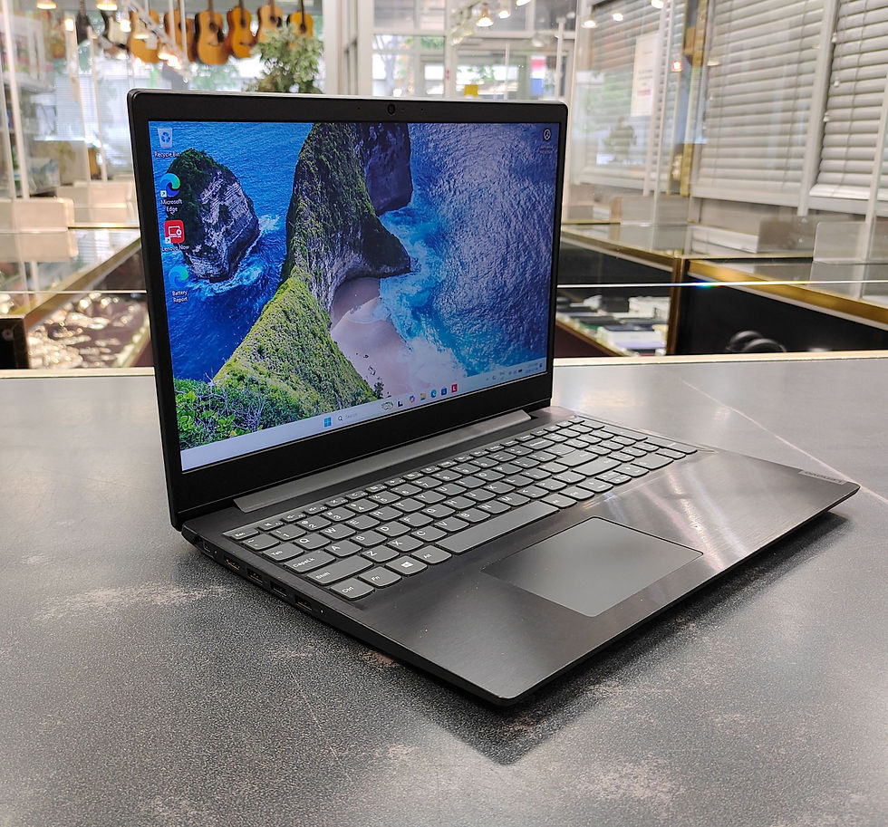 Thumbnail: Black Lenovo IdeaPad S145 15.6-inch laptop with Windows 11 and original charger