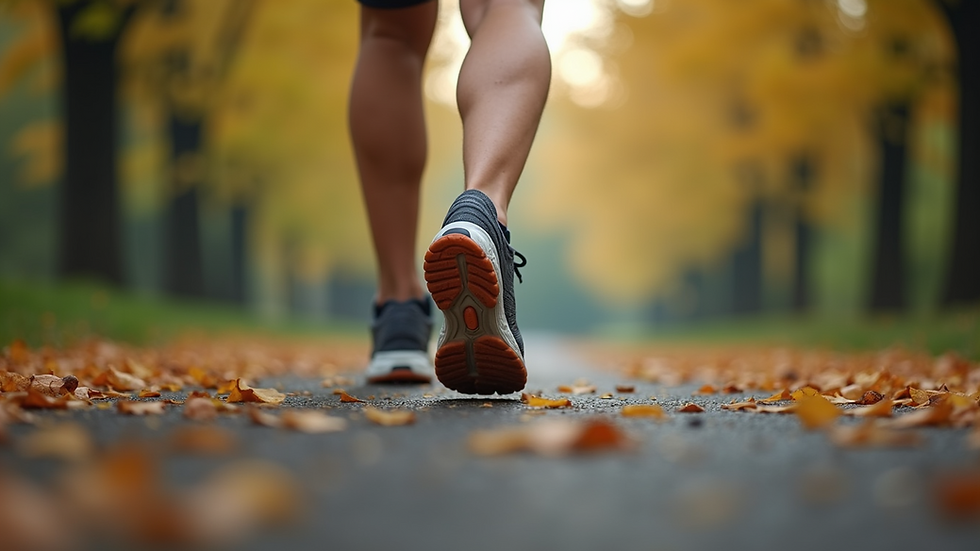 Close-up view of a running shoe on a path