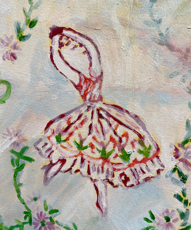 Day Wheeler, ballerina, oil on paper drawing