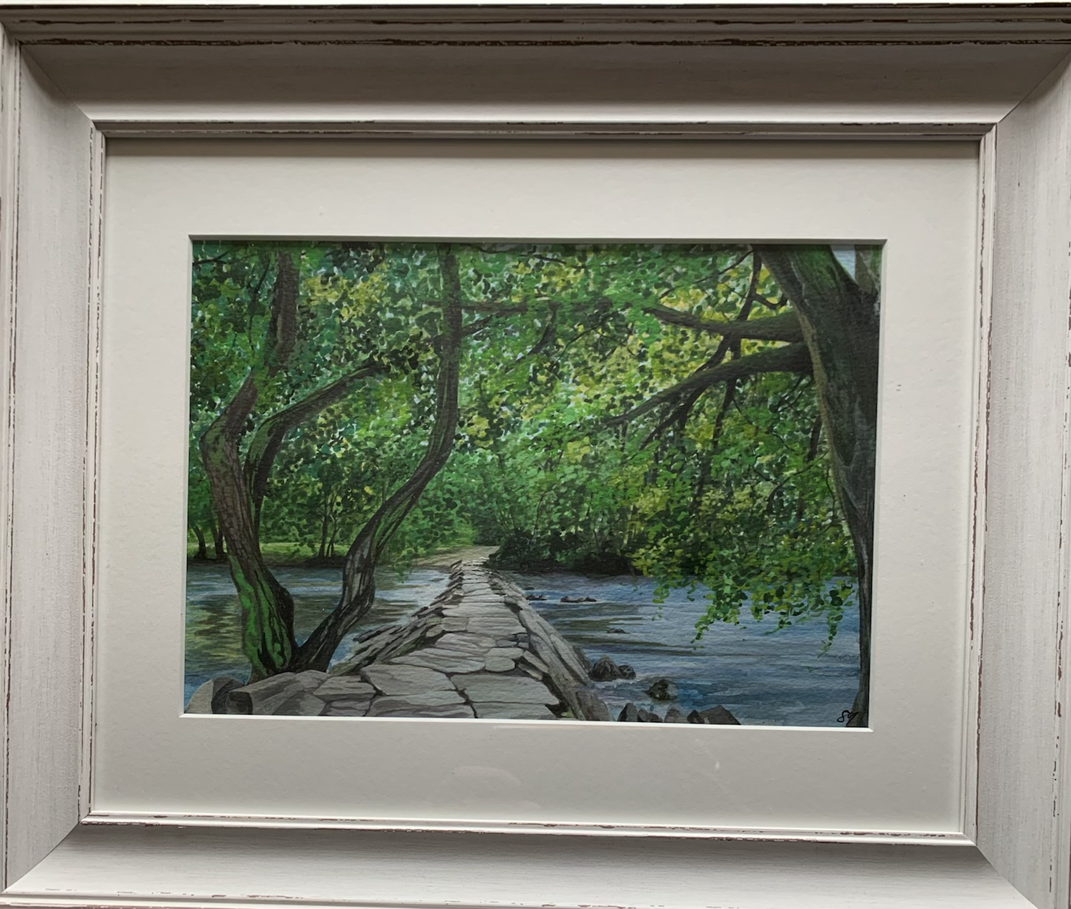 Tarr Steps ORIGINAL - signed, mounted and framed