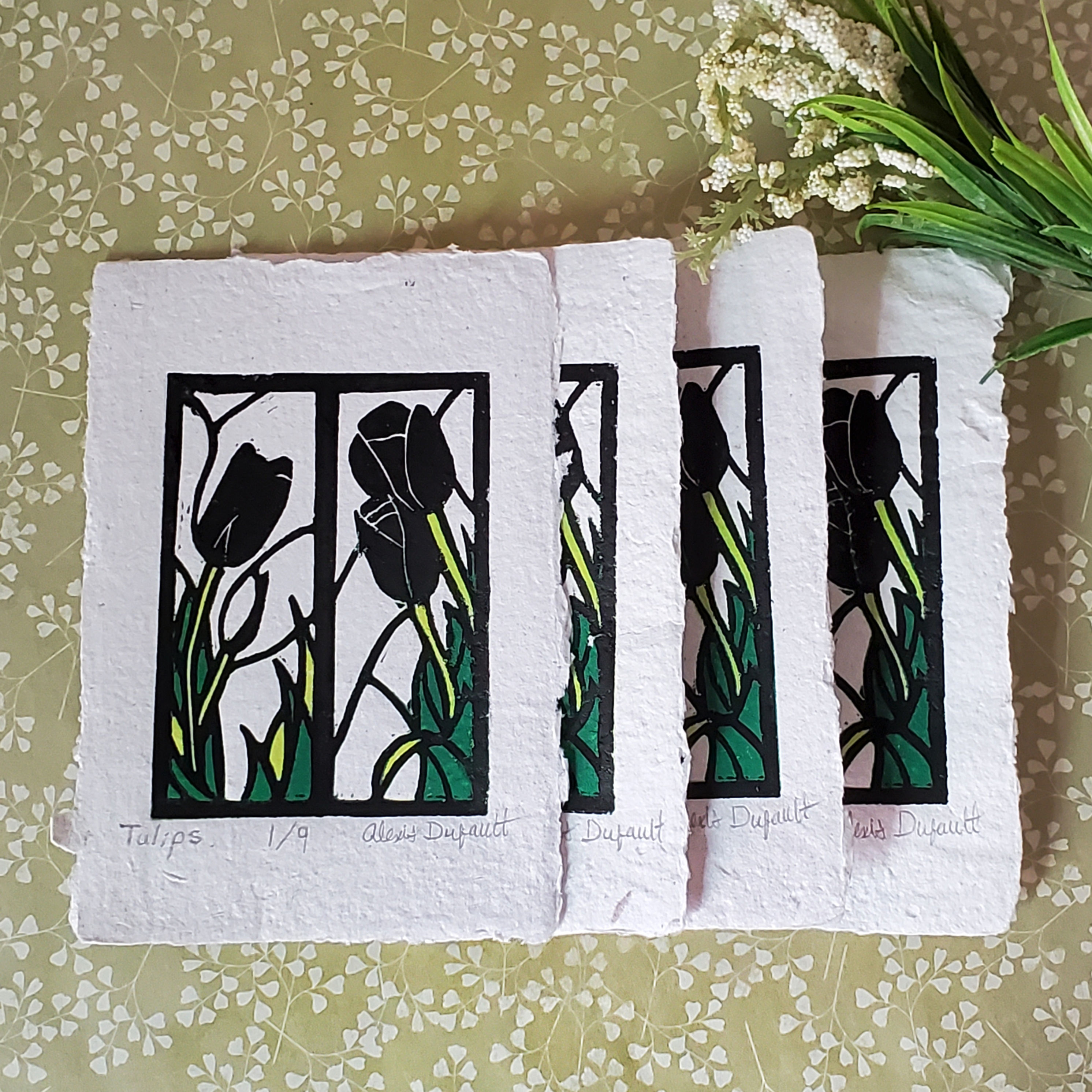 Tulips Linocut Print