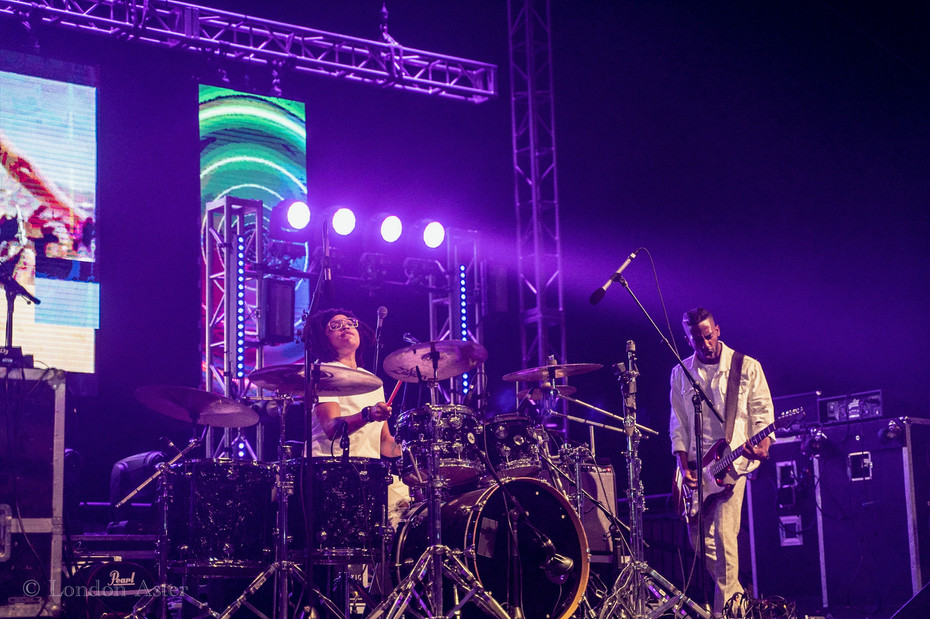 Guitarist and drummer performing at Phoenix Pride 2021