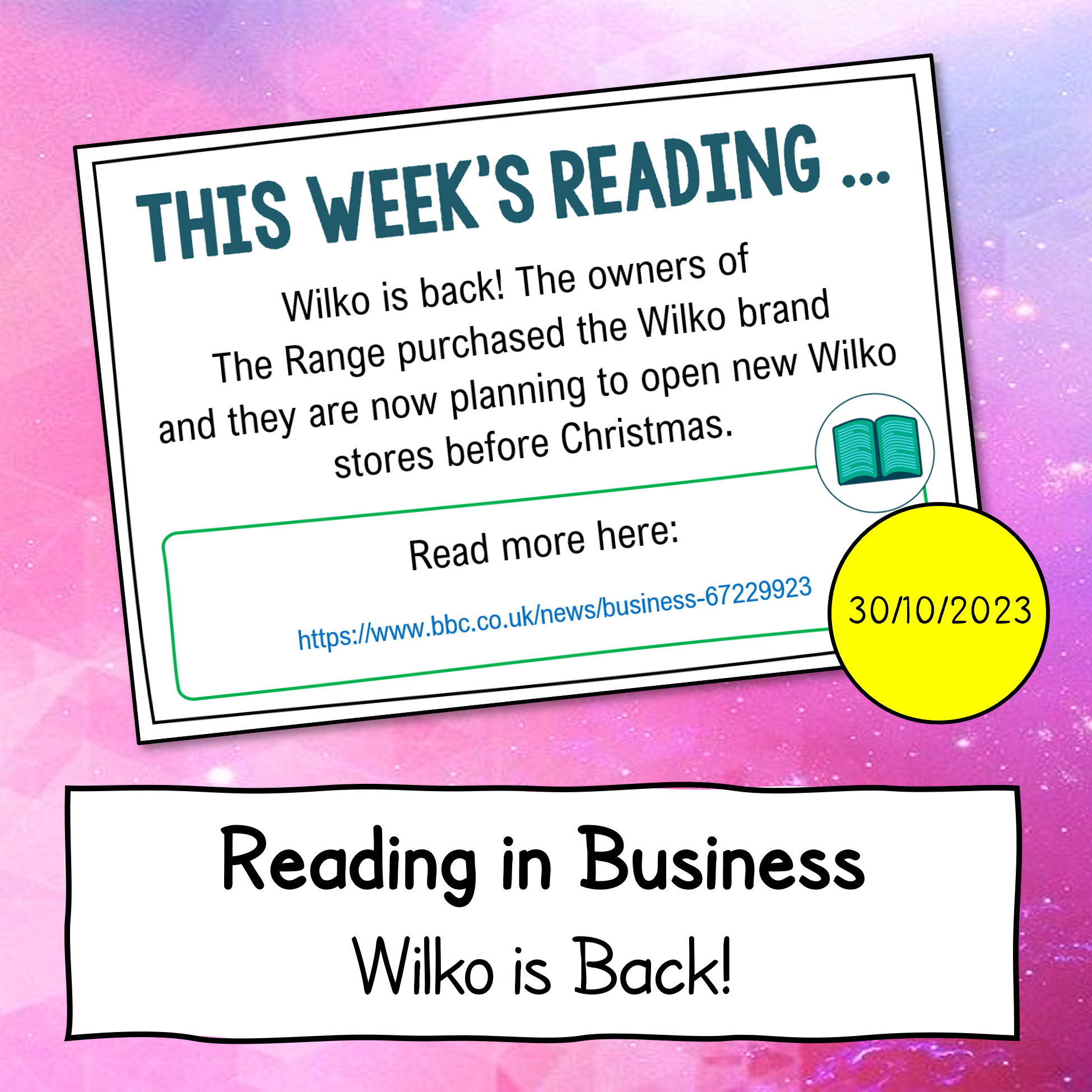 This week's reading - 30.10.2023 (Wilko is Back!)