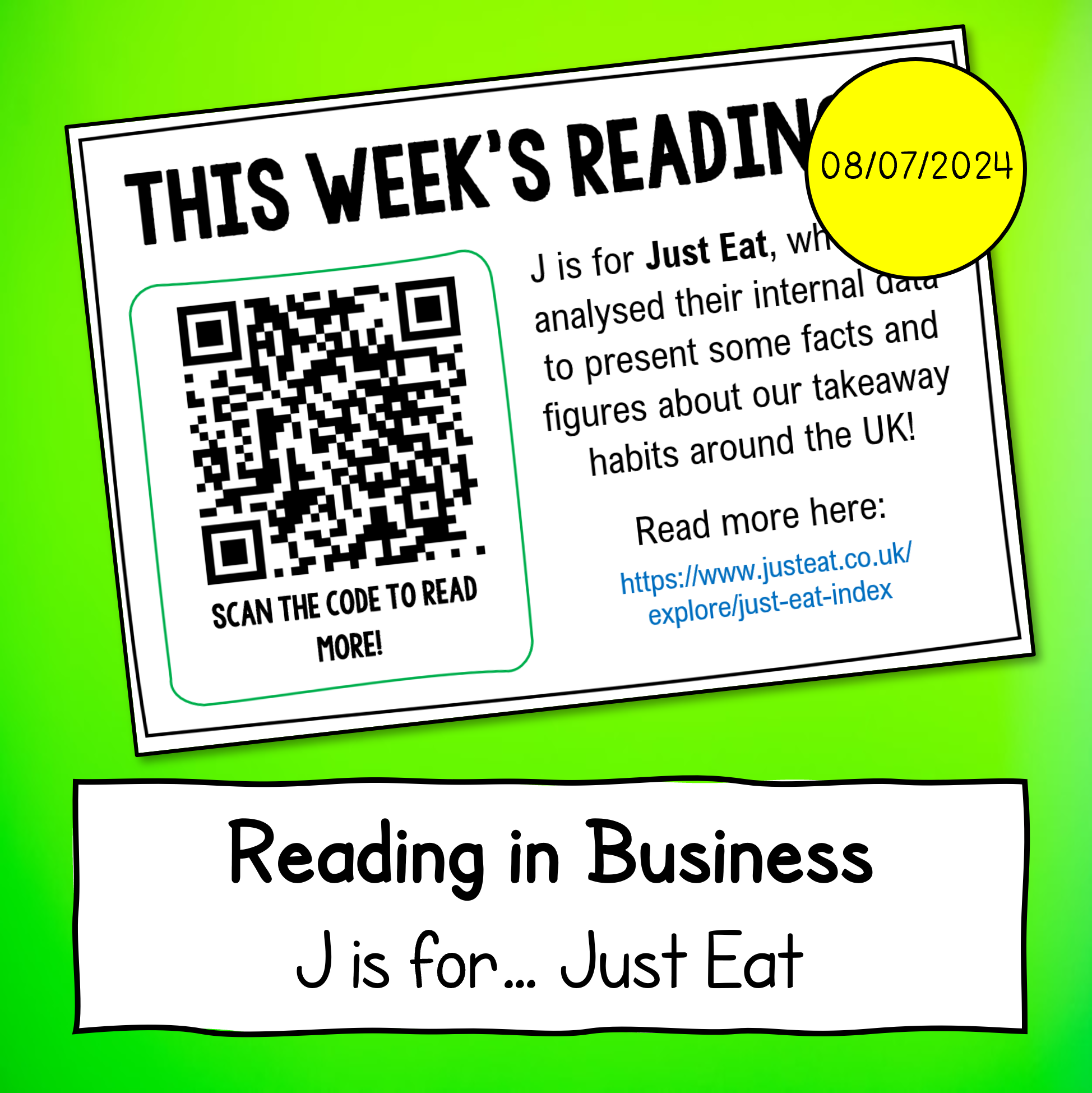 This week's reading - 08.07.2024 (J is for Just Eat)