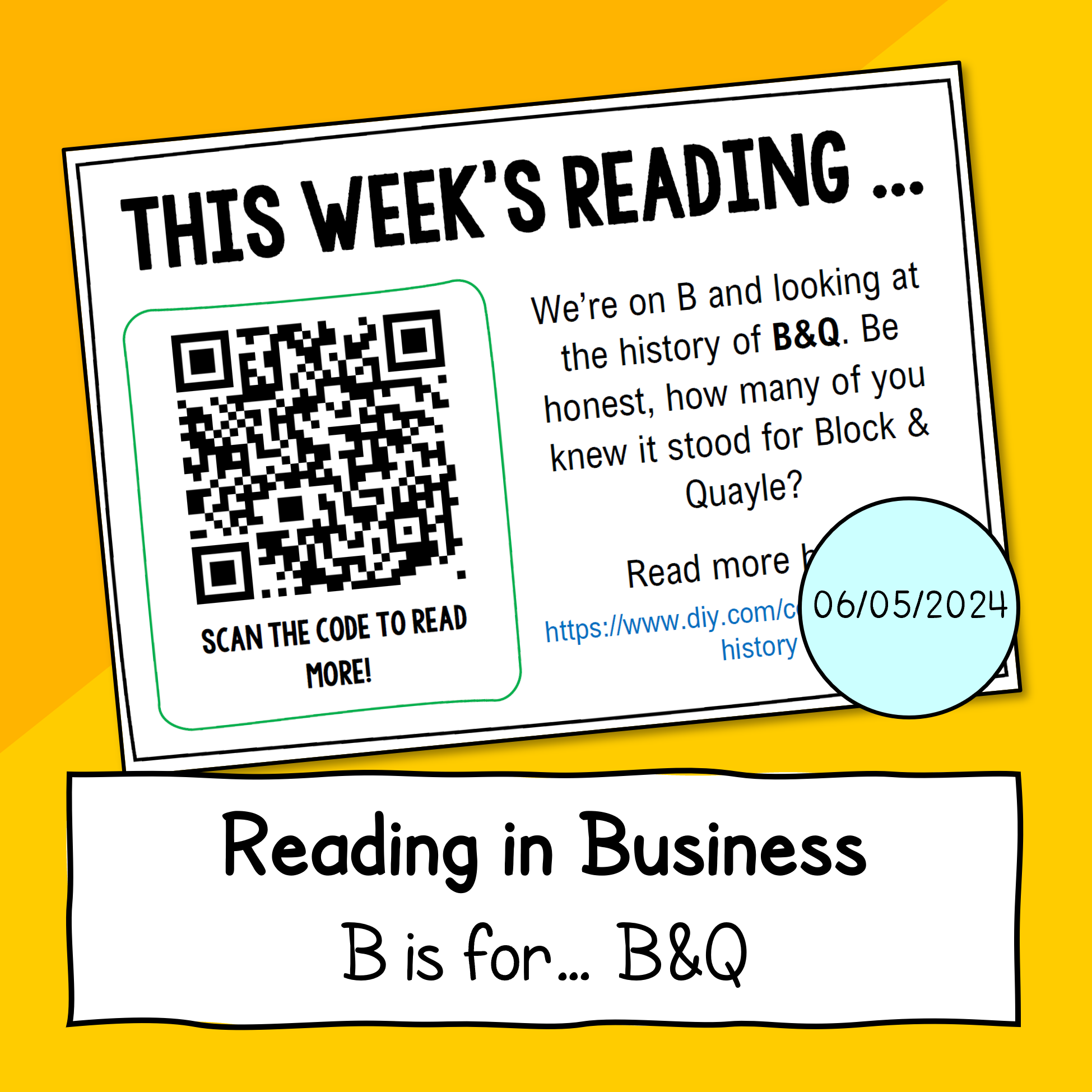 This week's reading - 06.05.2024 (B is for B&Q)