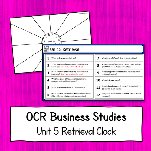 Study Skills: Retrieval Clock for OCR Business Unit 5 | Mean Business