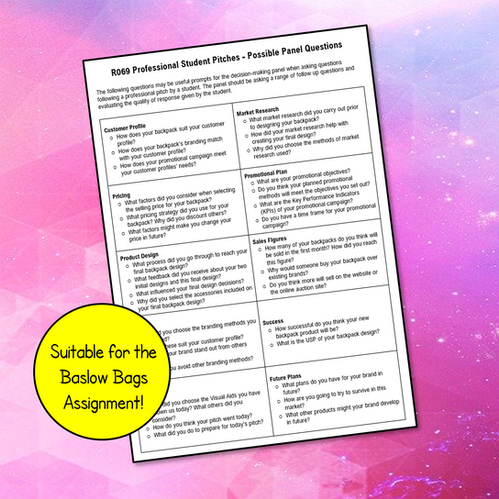 R069 Possible Panel Questions (Baslow Bags) | Mean Business