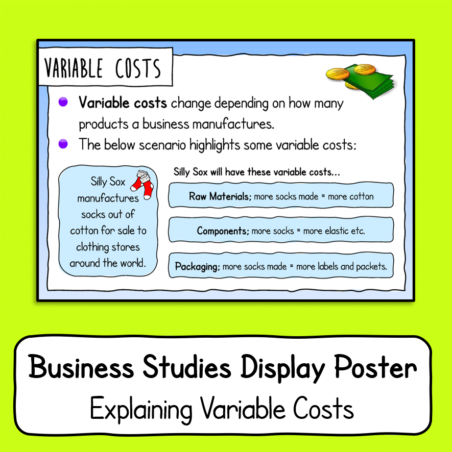 Explaining Variable Costs Poster / Handout Mean Business