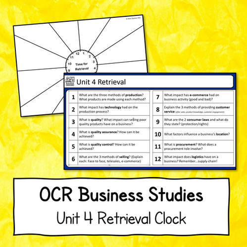 Study Skills: Retrieval Clock for OCR Business Unit 4 | Mean Business