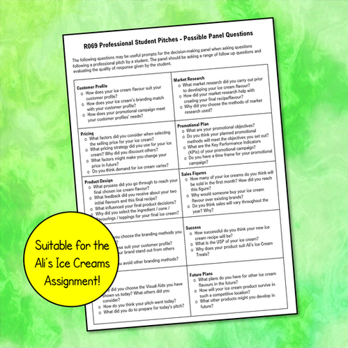 R069 Possible Panel Questions (Ali's Ice Creams) | Mean Business