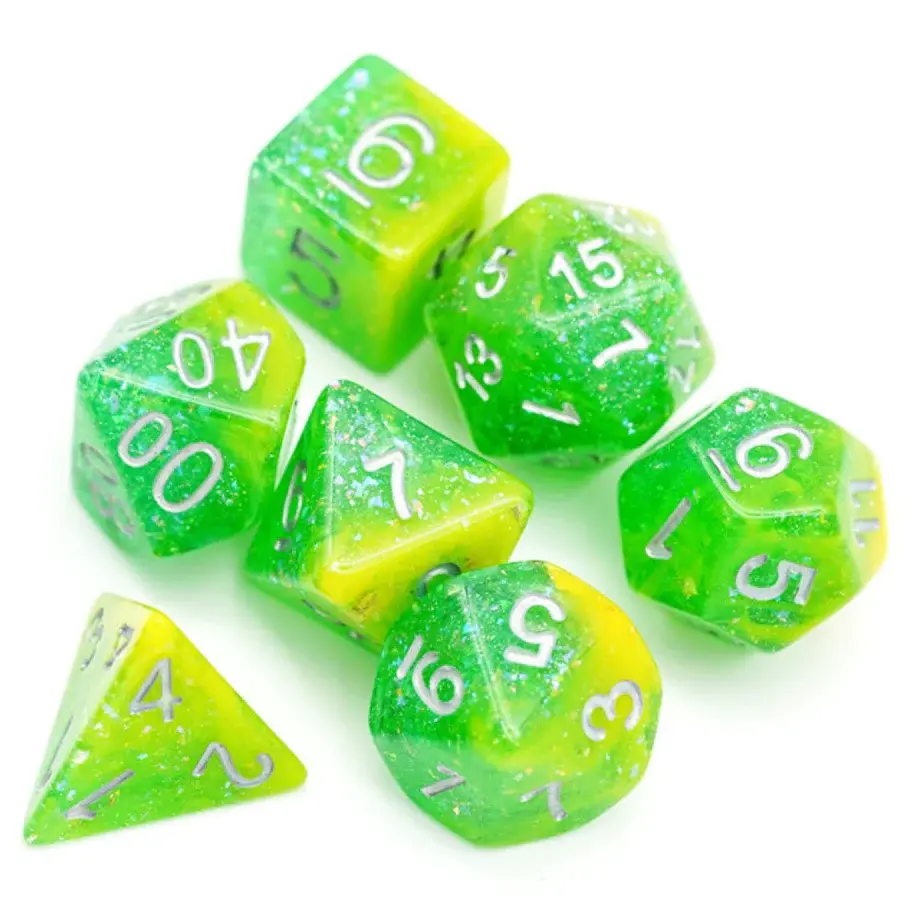 Thumbnail: Yellow and Green Seabed Treasures - Acrylic Dice Set