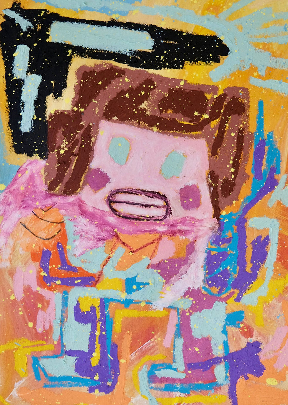 Adam Handler, Tammy in the 90’s, 2025, Oil Stick, pencil and acrylic on canvas, 22 x 17 in