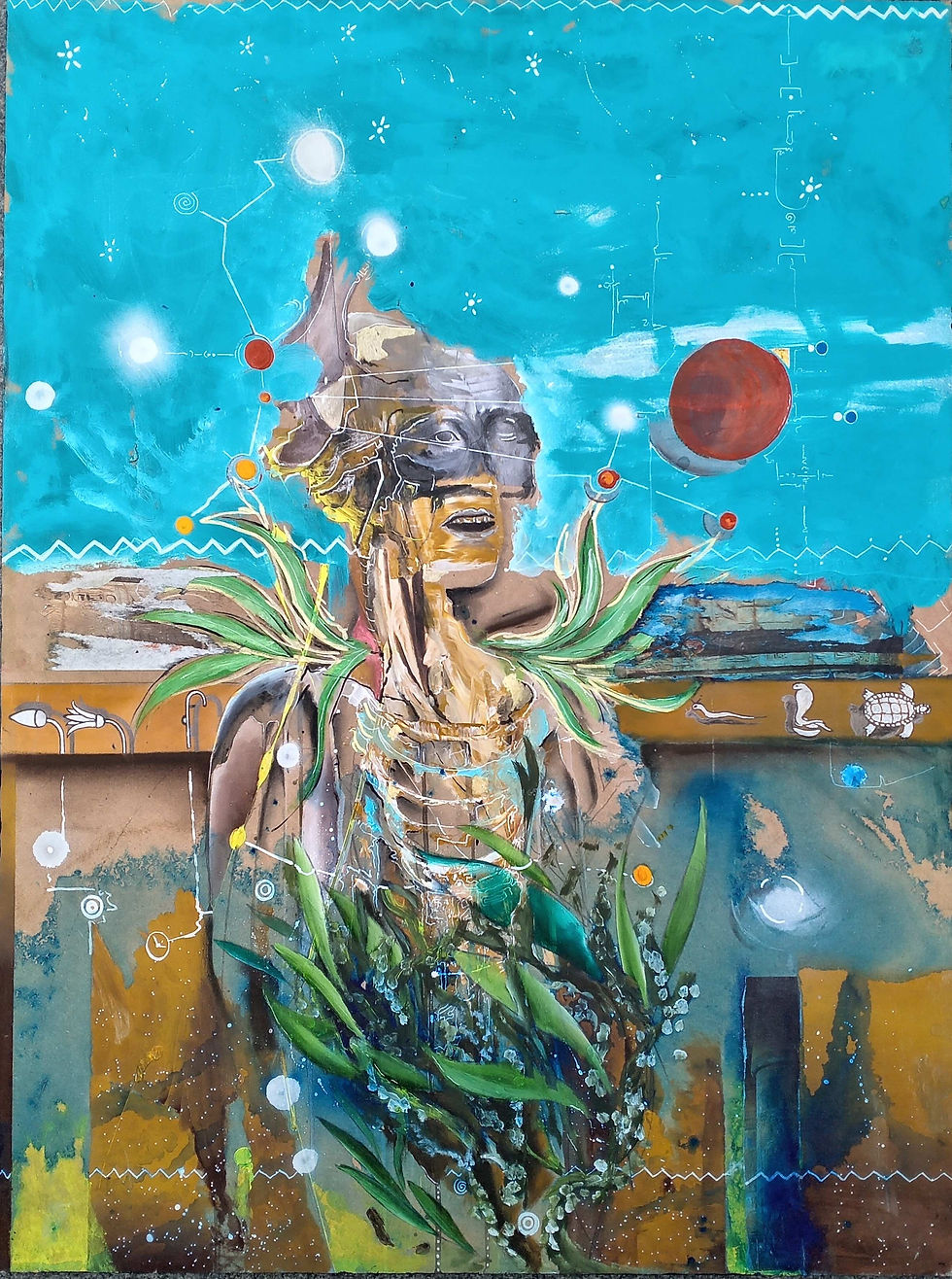 Alberto Ballocca, Mitoscopio, 2024, Natural pigment, acrylic, oil, graphite drawing, gold