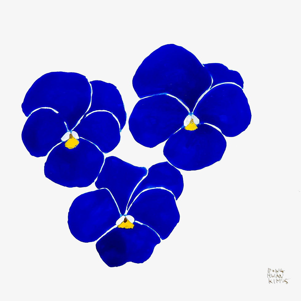 DK - Blue Pansies, 2026, Watercolor on paper, 4x4 or 4x6 (2)