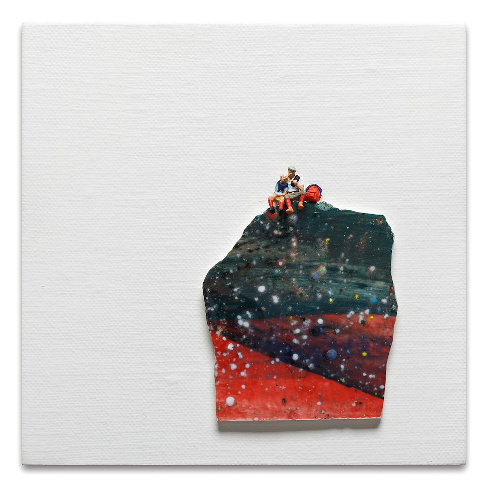 Universe star world, 2024, Ceramic, figurine, acrylic on canvas, 20cm x 20cm..