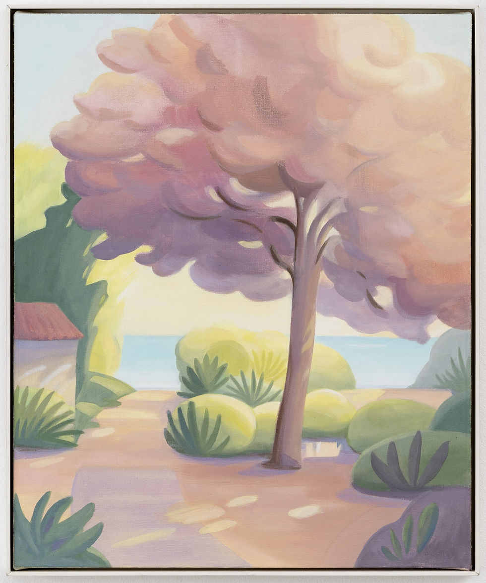 수자 라인하르트 Susa Reinhardt, In the Shadow of the Fire Tree, 2024, Oil on canvas, 44 x 36cm