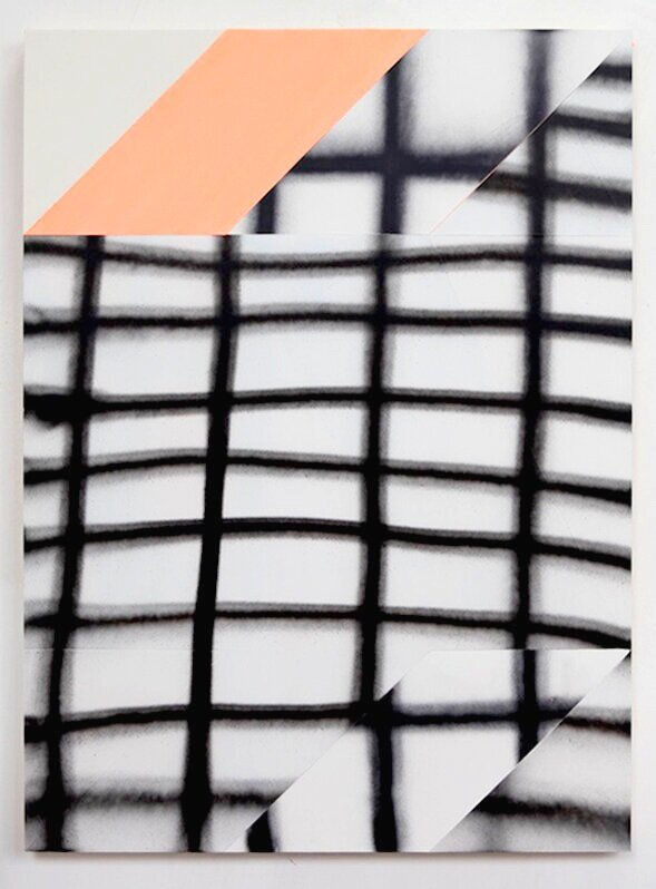 Michelle Brandemuehl, ShadowBoxer, 2020, Acrylic and Spray paint on panel, 40x30in