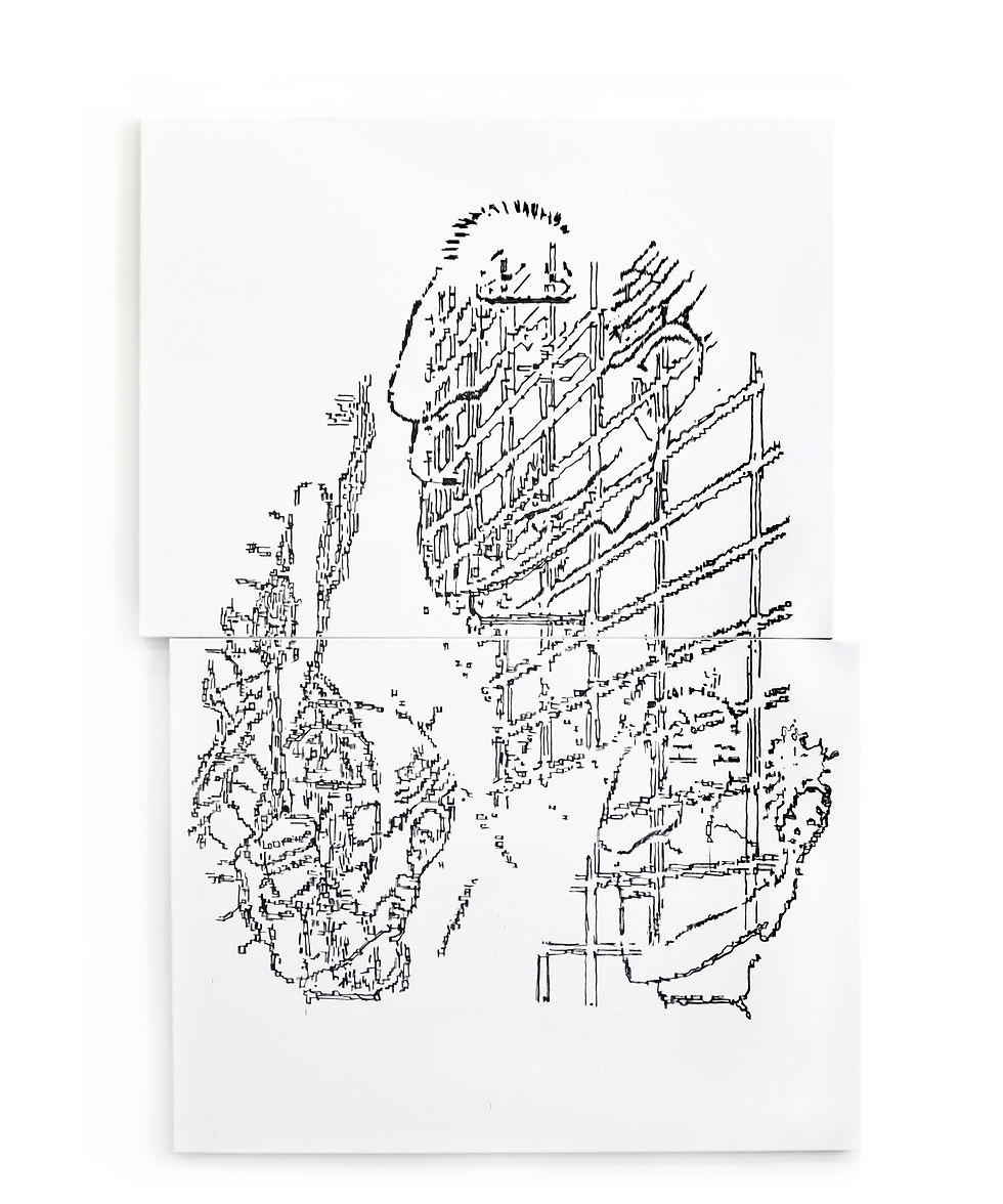 Ewert_3 Figures Askew_ 2015_Gesso on canvas_72_x50