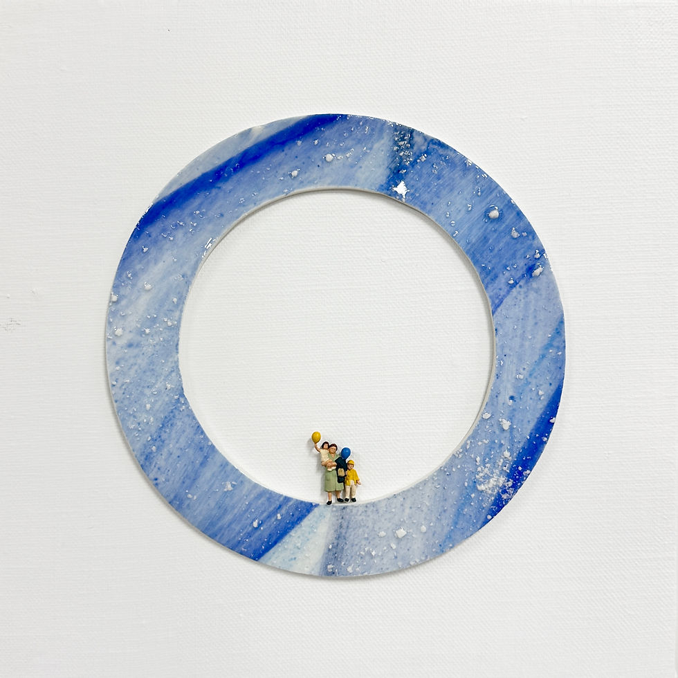 Universe star world, 2025, Ceramic, acrylic on canvas, 23 x 23cm -3