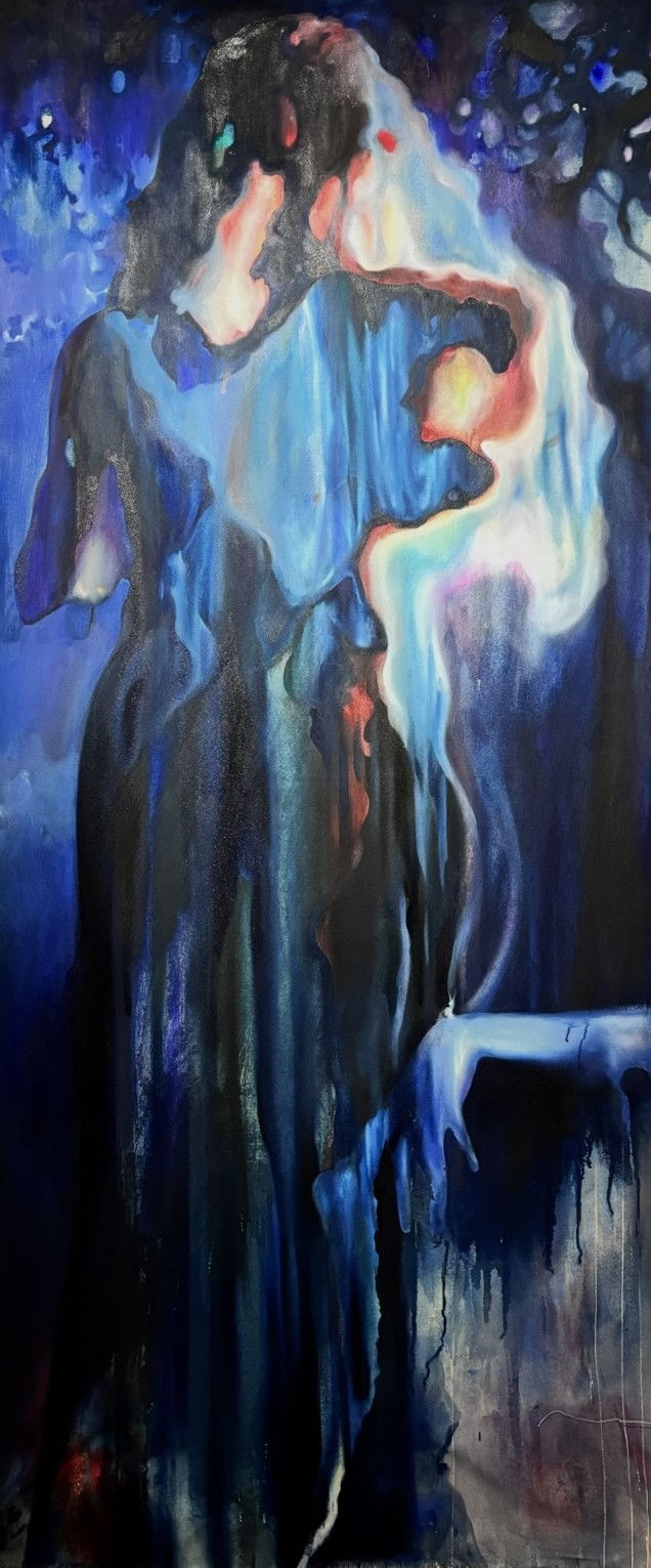 Untitled, 2025, Oil on fabric, 86 x 40 in