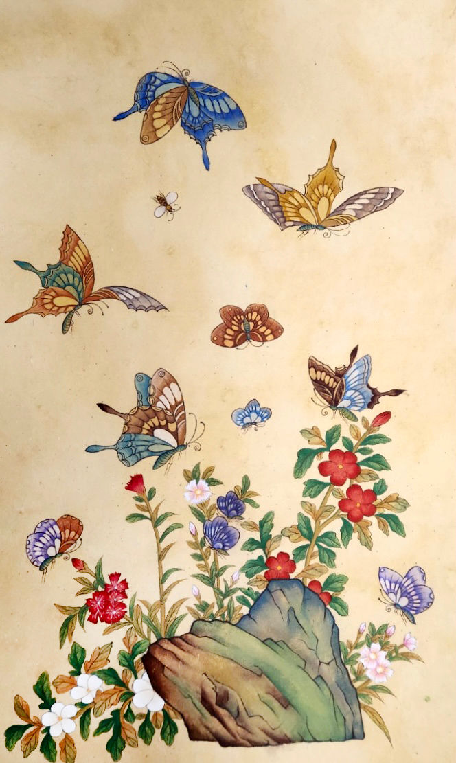 Butterfly-and-Flower 화접도, 2025, Ink on paper, 12 X 20 in -2