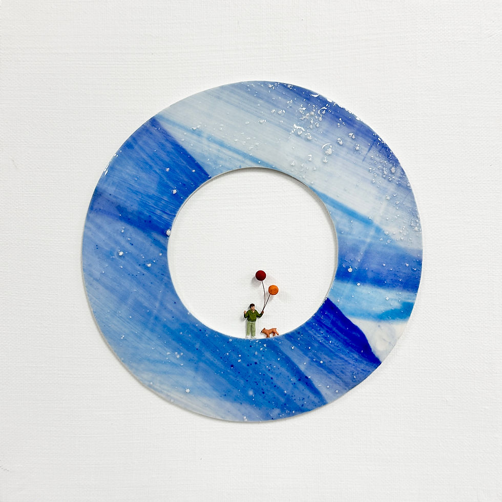 Universe star world, 2025, Ceramic, acrylic on canvas, 23 x 23cm -2