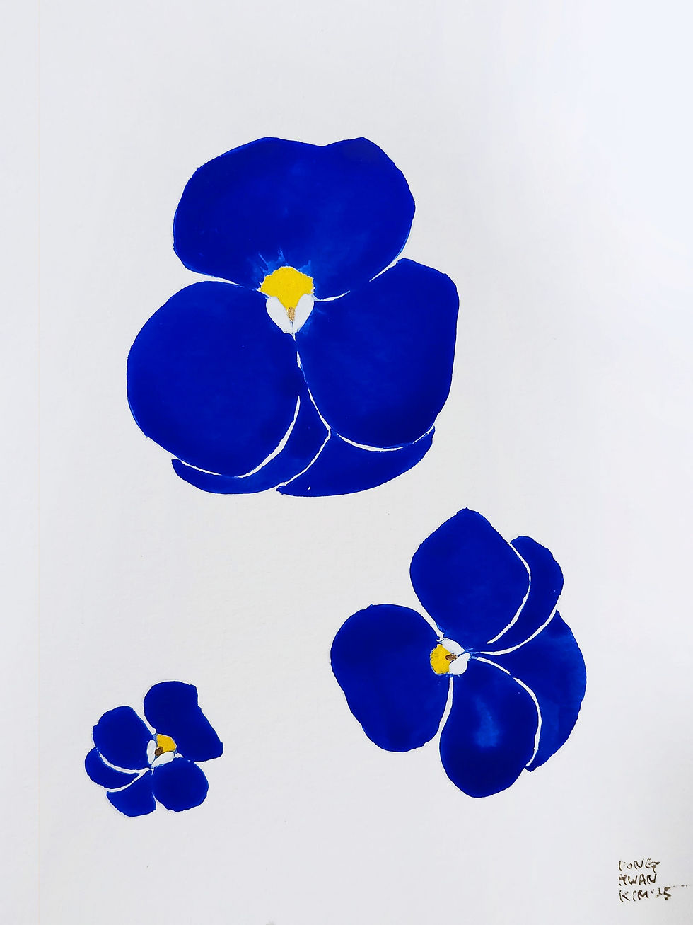 DK - Blue Pansies, 2026, Watercolor on paper, 4x4 or 4x6 (5)