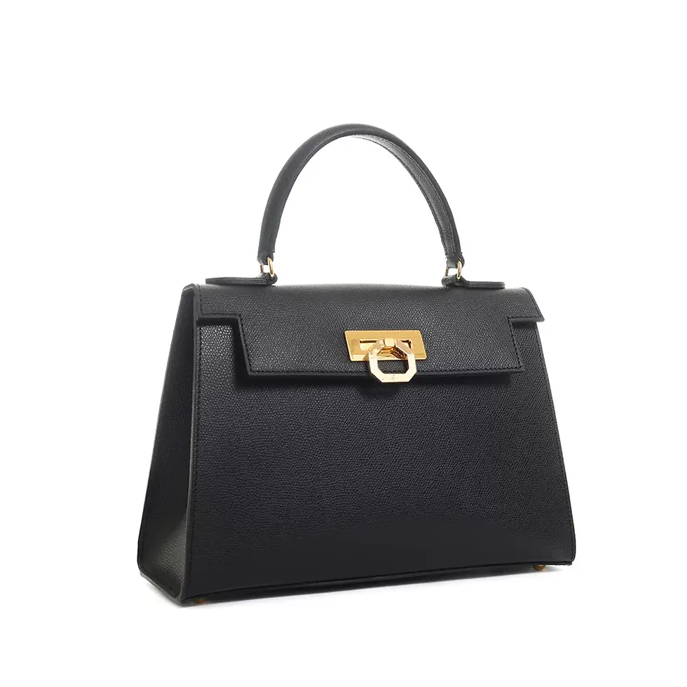 Thumbnail: Side View Of A Black Palmellato Leather Top Handle Bag