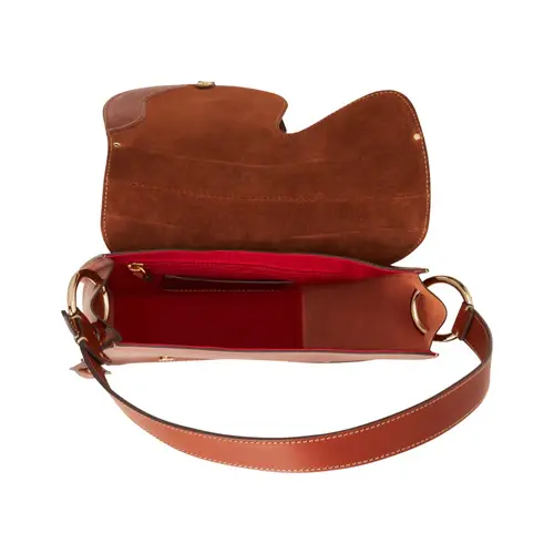 Thumbnail: Interior View Of A Brown Vegetable Tanned Leather Saddle Bag