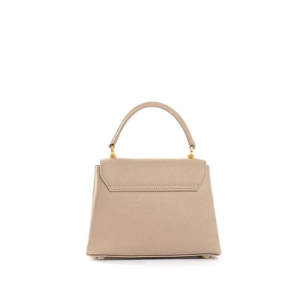 Thumbnail: Back View Of A Taupe Palmellato Leather Top Handle Bag