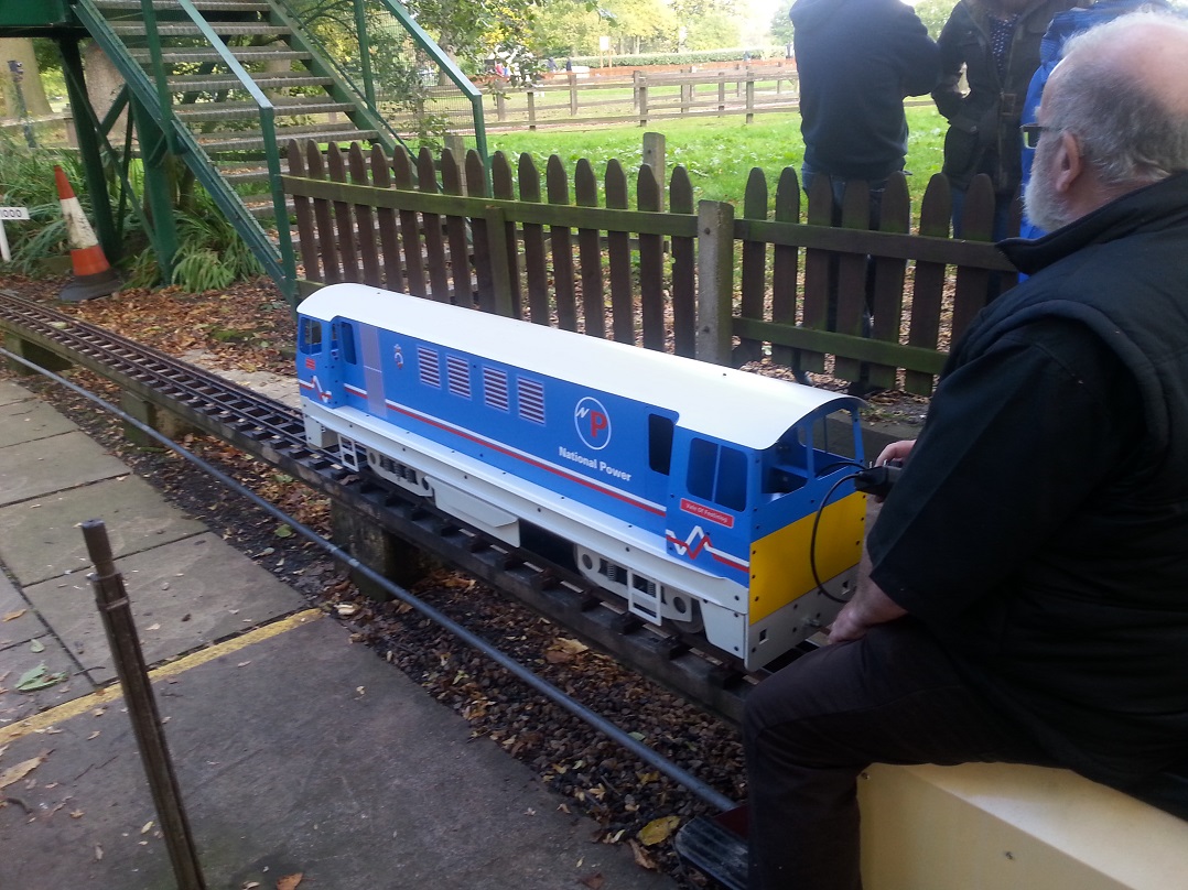 The blue 5 inch Vale of Ffestiniog running at Leyland, 12 October 2014.