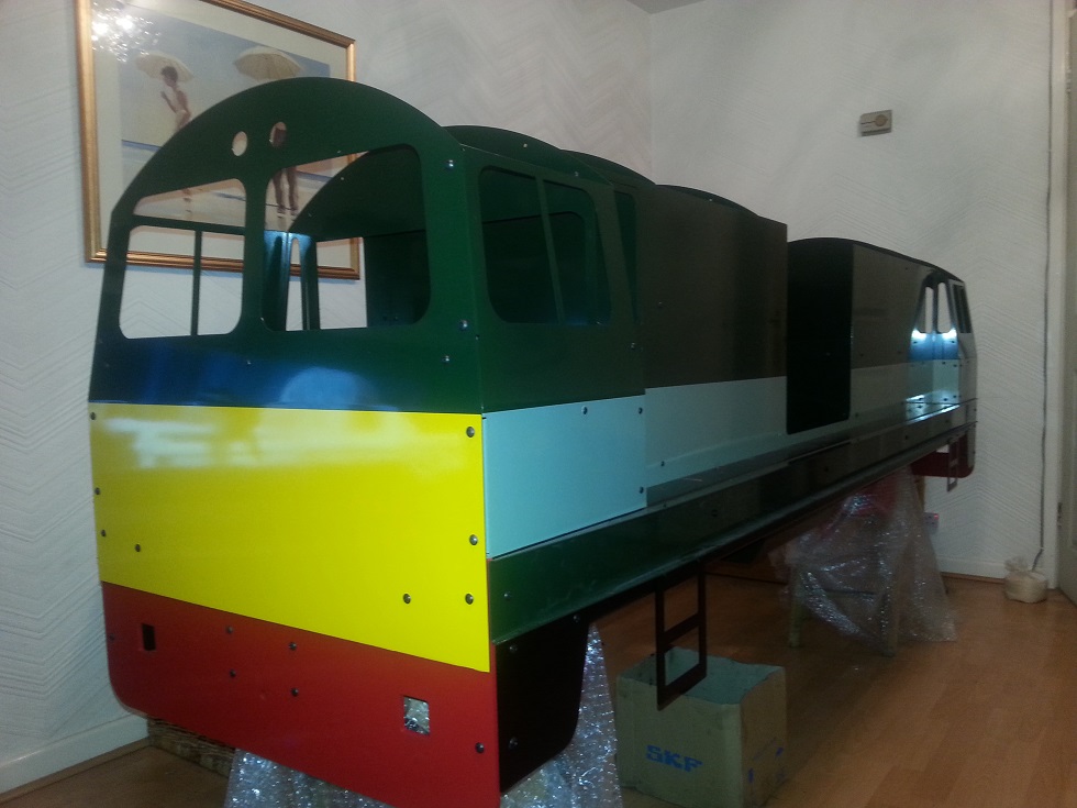 Green 7¼ inch Vale of Ffestiniog bodywork during construction, December 2013.