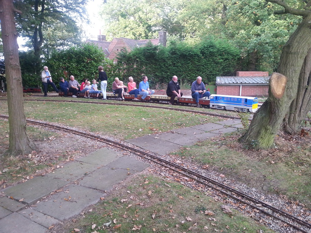 The blue 5 inch Vale of Ffestiniog running at Derby, 28 September 2014.