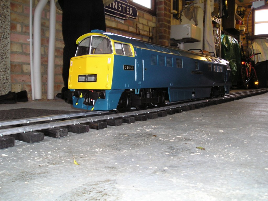 A blue Class 52 Western in the workshop.