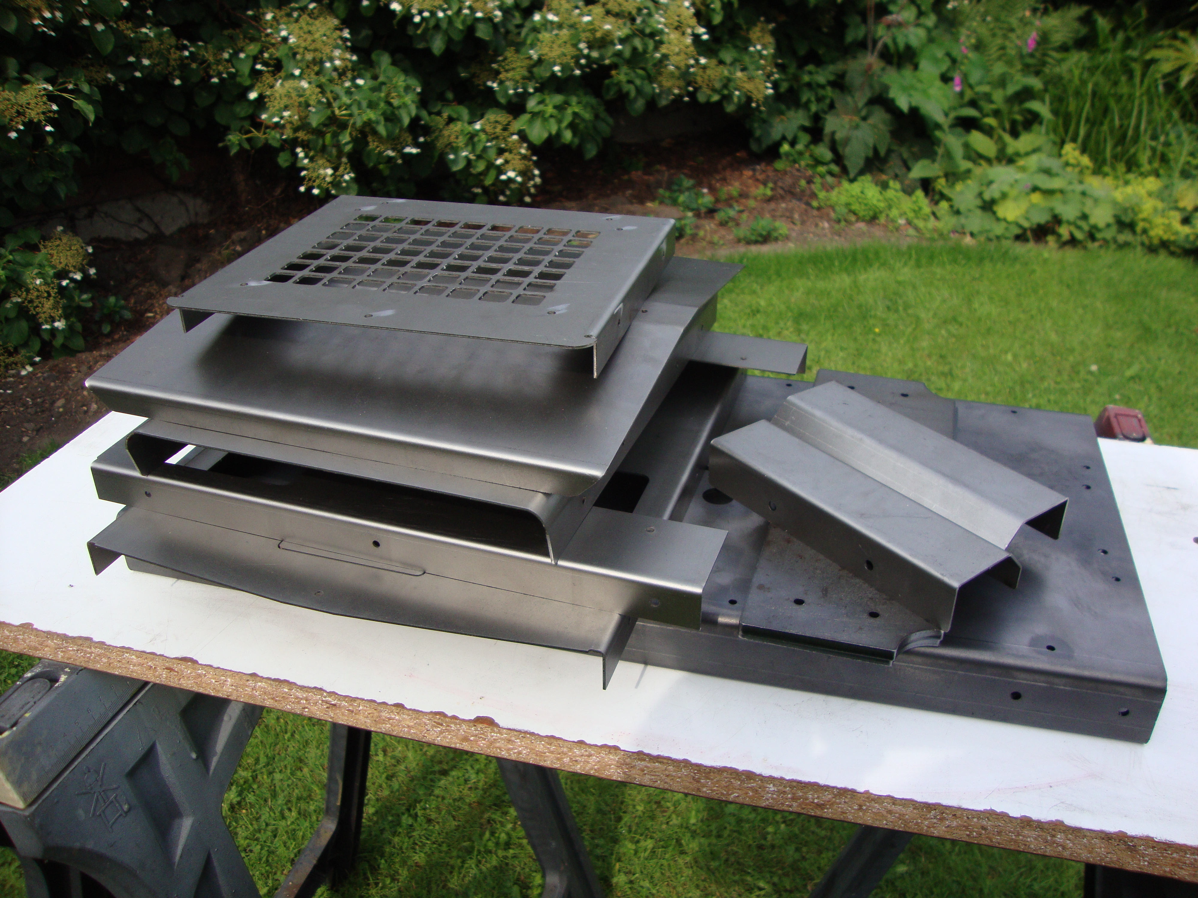 Comet body and cab panels before assembly and painting.