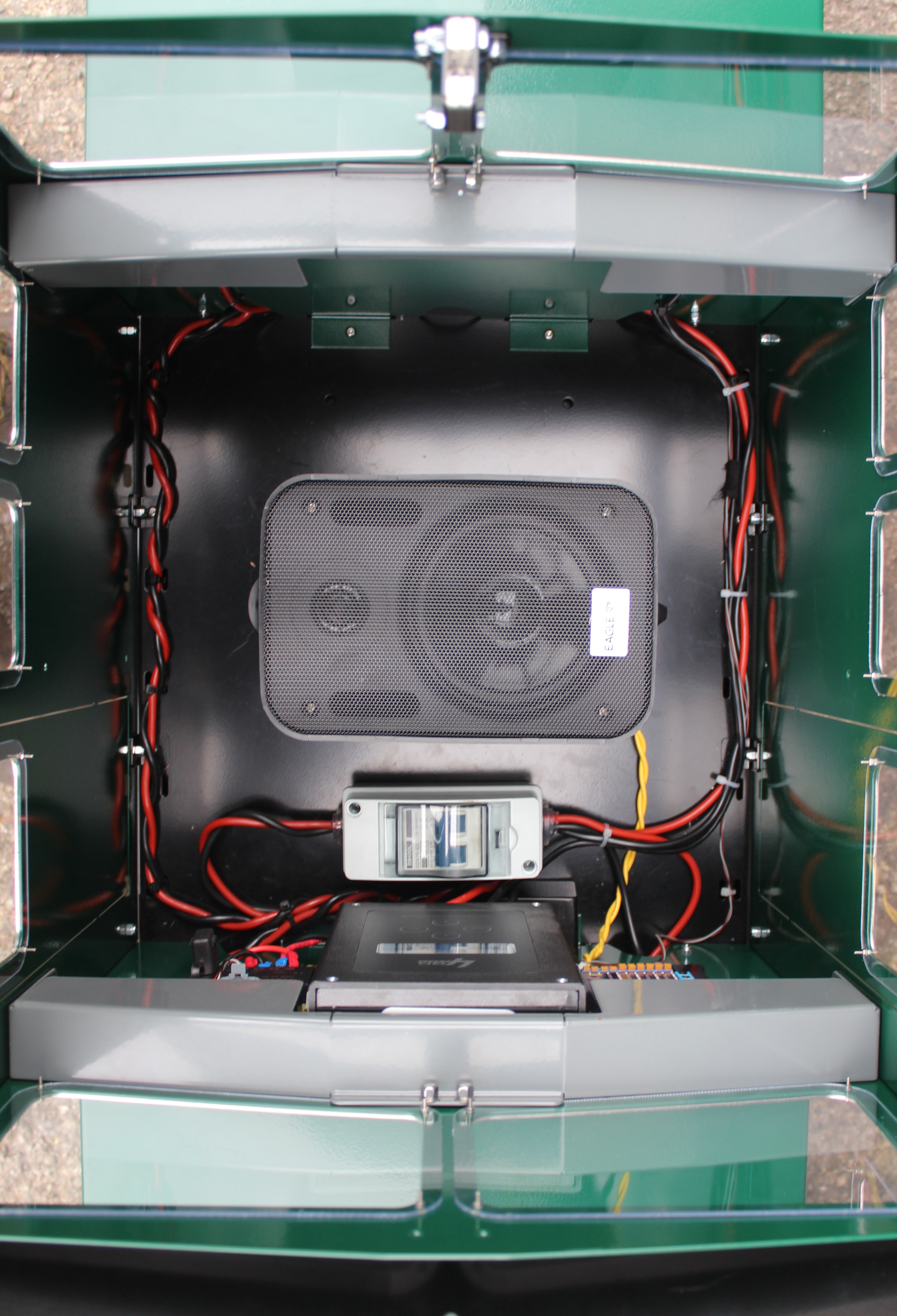 Titan wiring and speaker installation beneath the bonnet, from MRW’s product photographs.